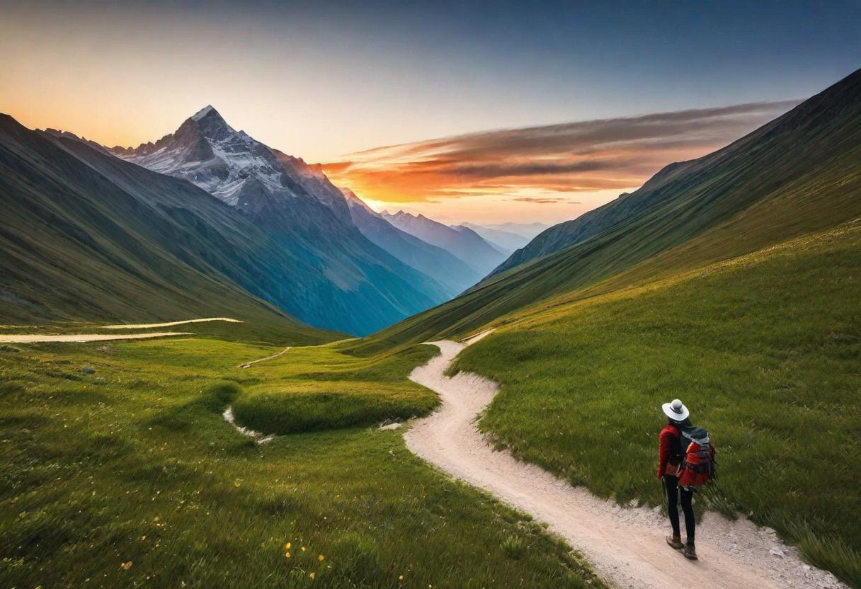 walking outside on curved trail