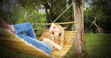 relaxing in a hammock