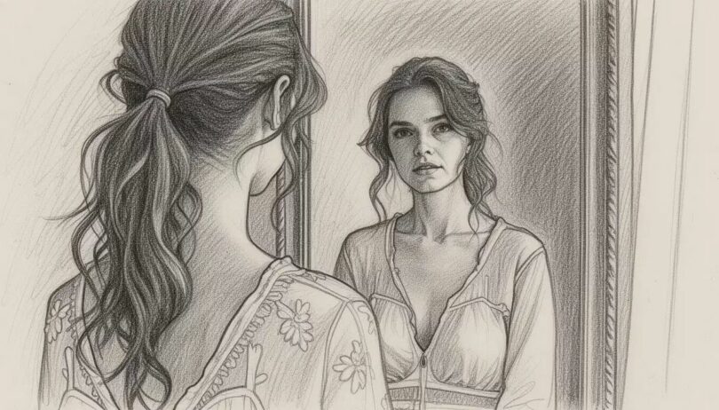 looking in mirror