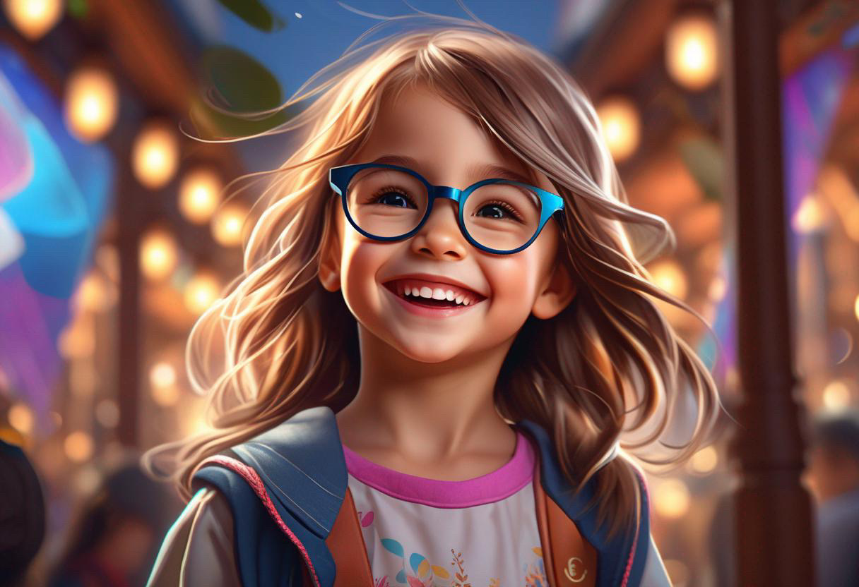 little girl gets eye glasses first time